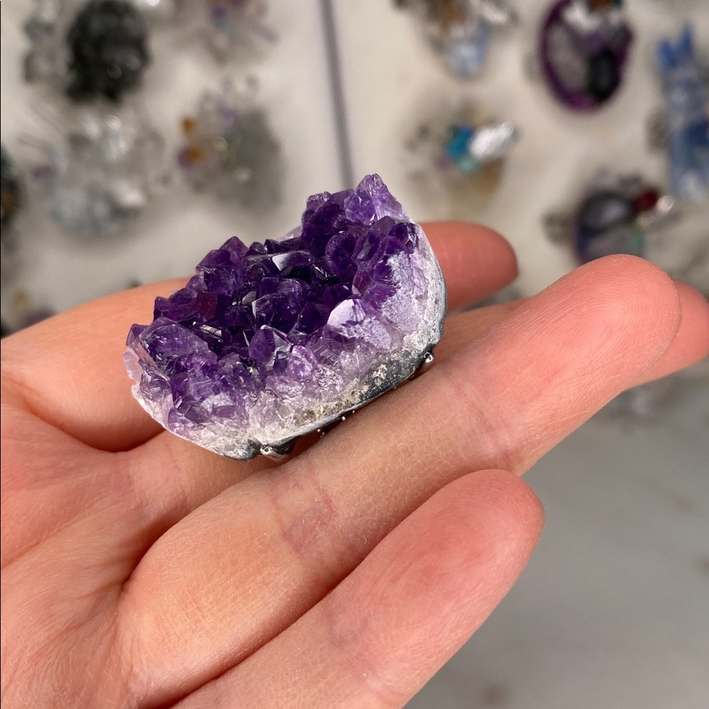 Purple Amethyst Geode Statement Ring - image 2